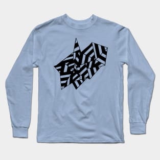 Abstract Lines New Repeat Black Long Sleeve T-Shirt